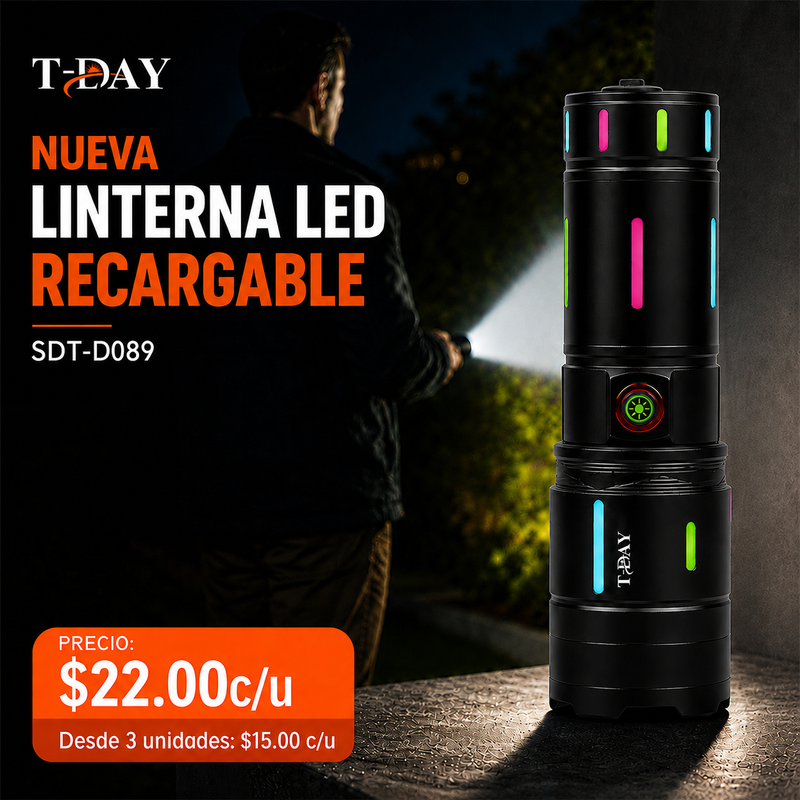 T-DAY Linterna LED de Emergencia 25W en Aluminio para Exterior