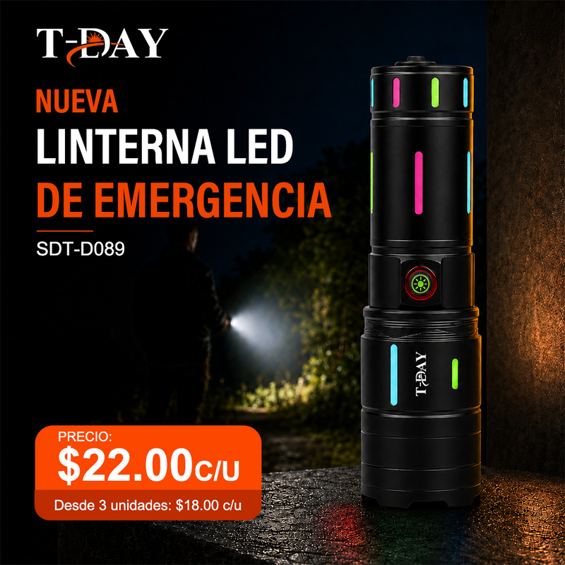 T-DAY Linterna LED de Emergencia 25W en Aluminio para Exterior