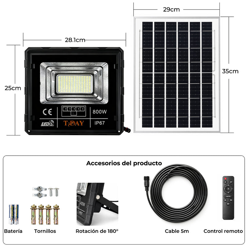 T-DAY Reflector Solar de 800W en ABS equipado con mando a distancia