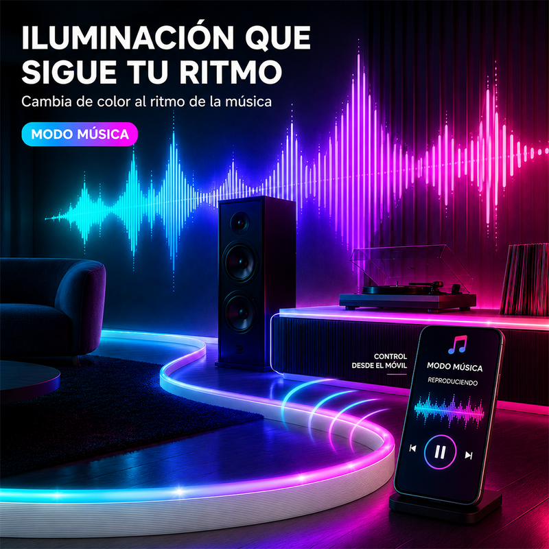 T-DAY Tira de Luz Neón LED RGBIC 5V con App y Control Remoto