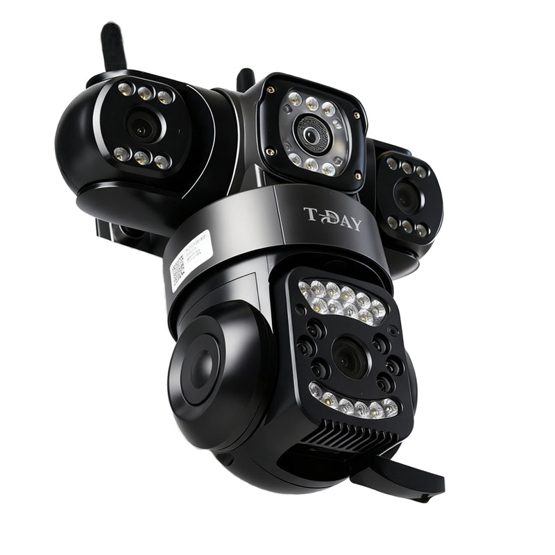 T-DAY Cámara WiFi 12MPX Triple Lente V380 Pro – Seguridad Exterior IP67