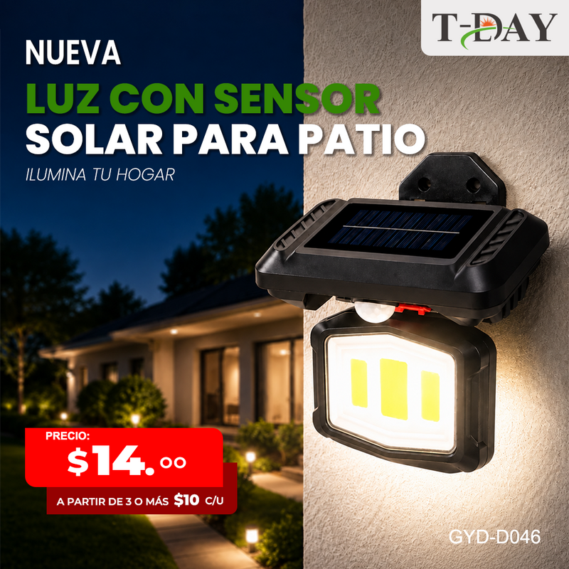 T-DAY Luz Solar LED Recargable con Sensor de Movimiento- Neutra