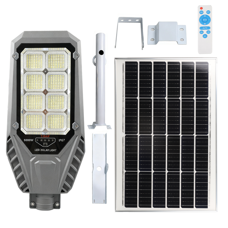 T-DAY Lámpara Solar Exterior Autonomía prolongada de 5000W de aluminio fundido