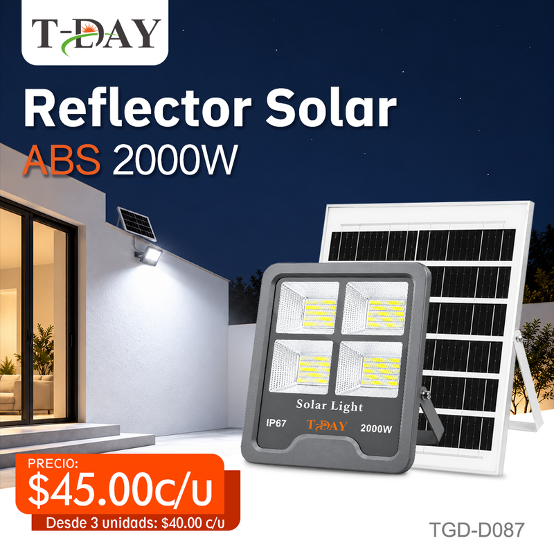 T-DAY Reflector Solar 2000W ABS con Control Remoto y Sensor de Luz - Tianlang Series