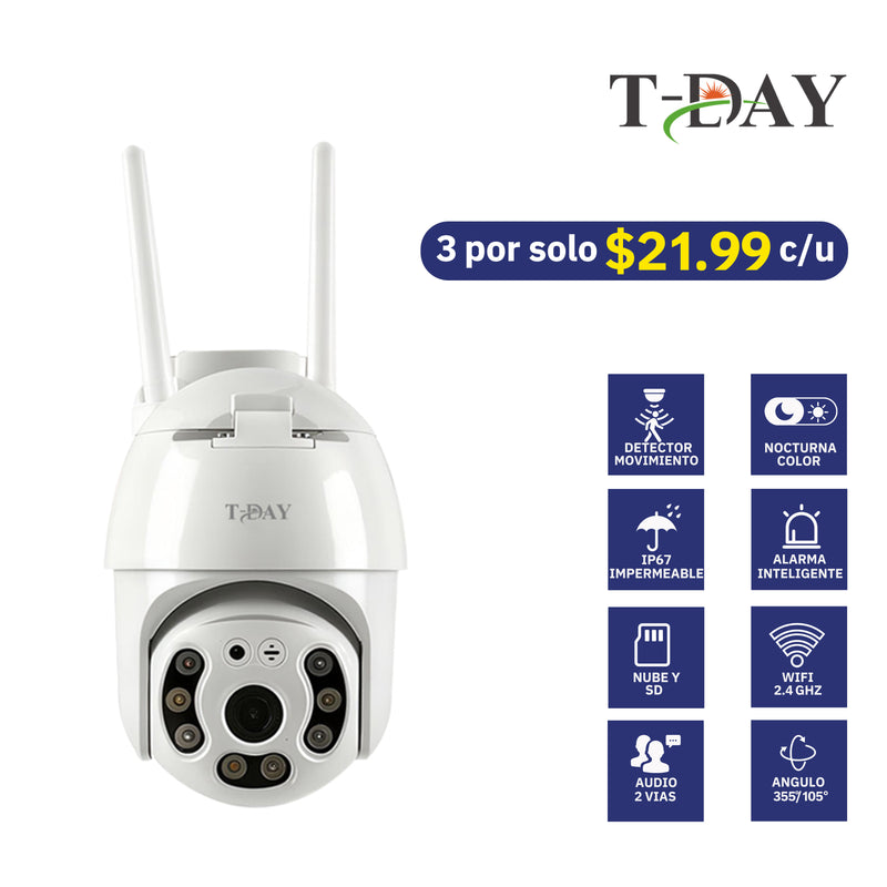T-DAY IP67 Cámara de seguridad Impermeable Con WiFi (2Mpx)