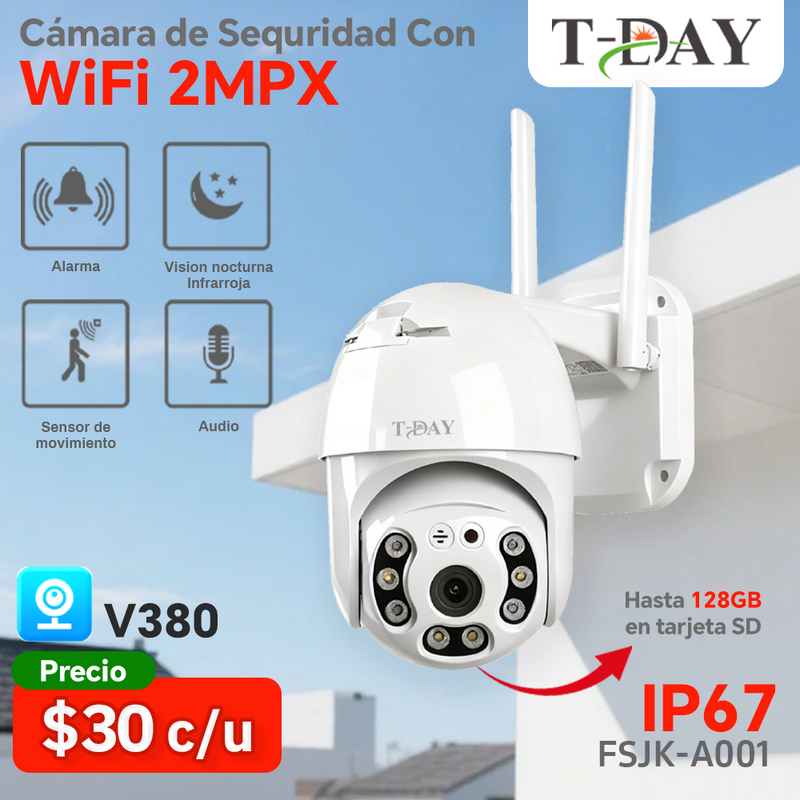 T-DAY IP67 Cámara de seguridad Impermeable Con WiFi (2Mpx)