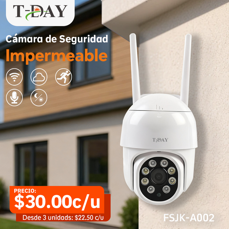 T-DAY IP67 Cámara de seguridad Impermeable Con WiFi 12V (2Mpx)