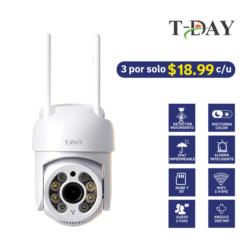 T-DAY  rango de ángulo amplio Cámara de seguridad Impermeable (2Mpx)