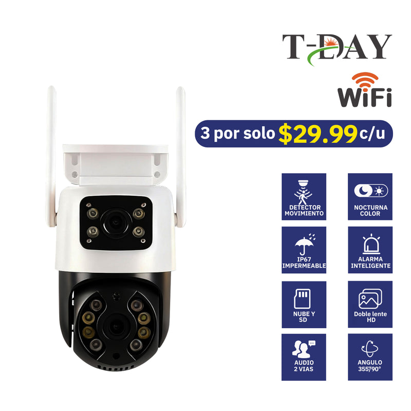 T-DAY IP67 cámara de seguridad impermeable Con Doble lente (6Mpx)
