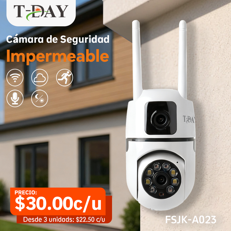 T-DAY Cámara de Seguridad Interior 6MP con Doble Lente HD
