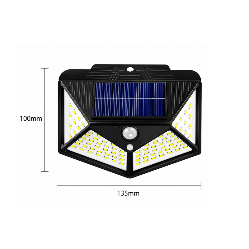 T-DAY Luz Solar con Clip 100 LED 4 Lados con Sensor de Movimiento - Blanca