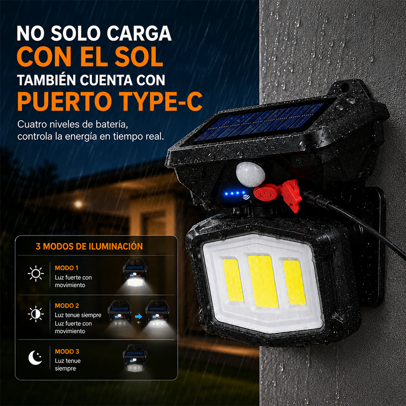 T-DAY Luz Solar LED Recargable con Sensor de Movimiento- Neutra