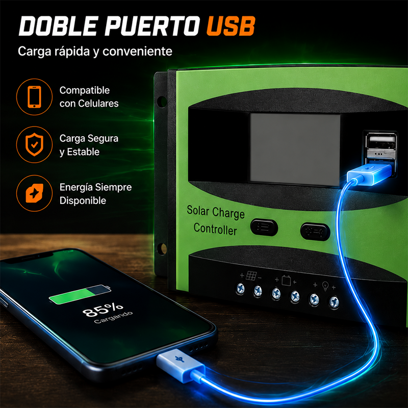 T-DAY Controlador de Carga Solar PWM 60A 12V/24V
