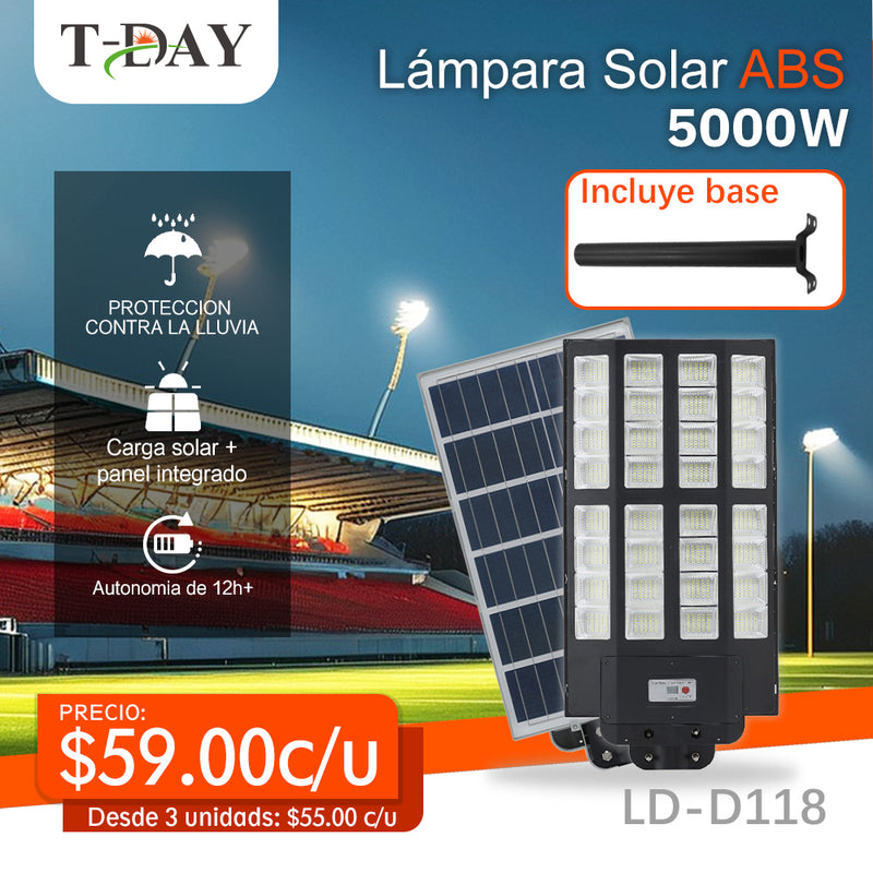 T-DAY Lámpara Solar Integrada de 5000W para Patio Exterior
