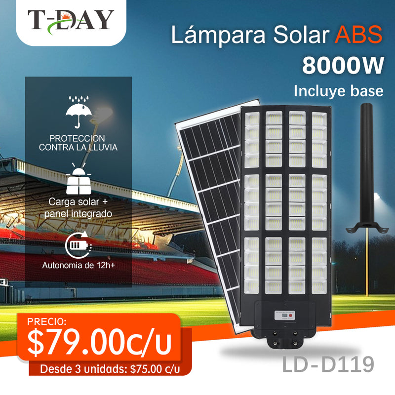 T-DAY Lámpara Solar Integrada de 8000W para Patio Exterior