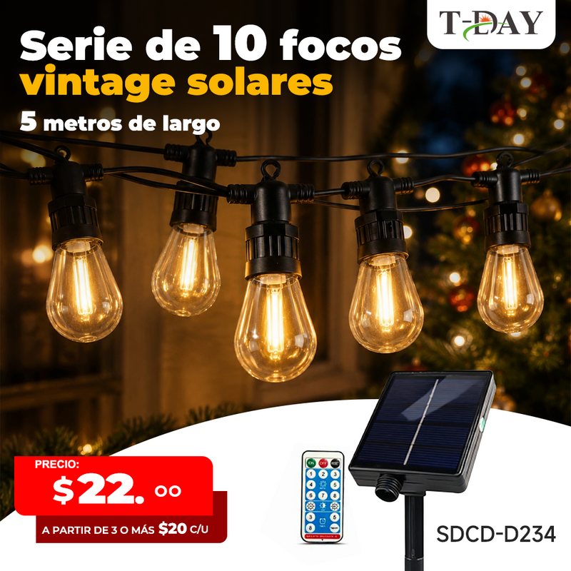 T-DAY Guirnalda de Luces Solares de Luz Cálida
