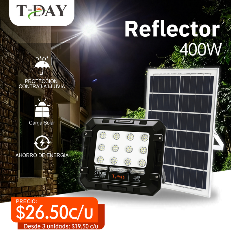 T-DAY Reflector Solar de 400W en ABS con funcionalidad completa