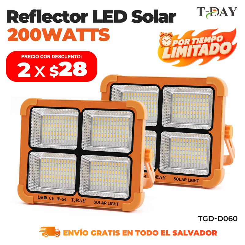 T-DAY Reflector Solar de 200W en ABS con 336 luces LED y tres modos de luz