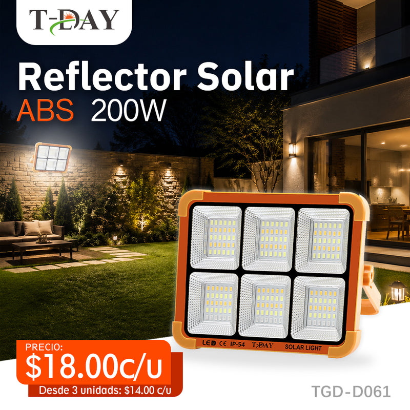 T-DAY Reflector Solar de 200W en ABS con 180 luces LED y tres modos de luz