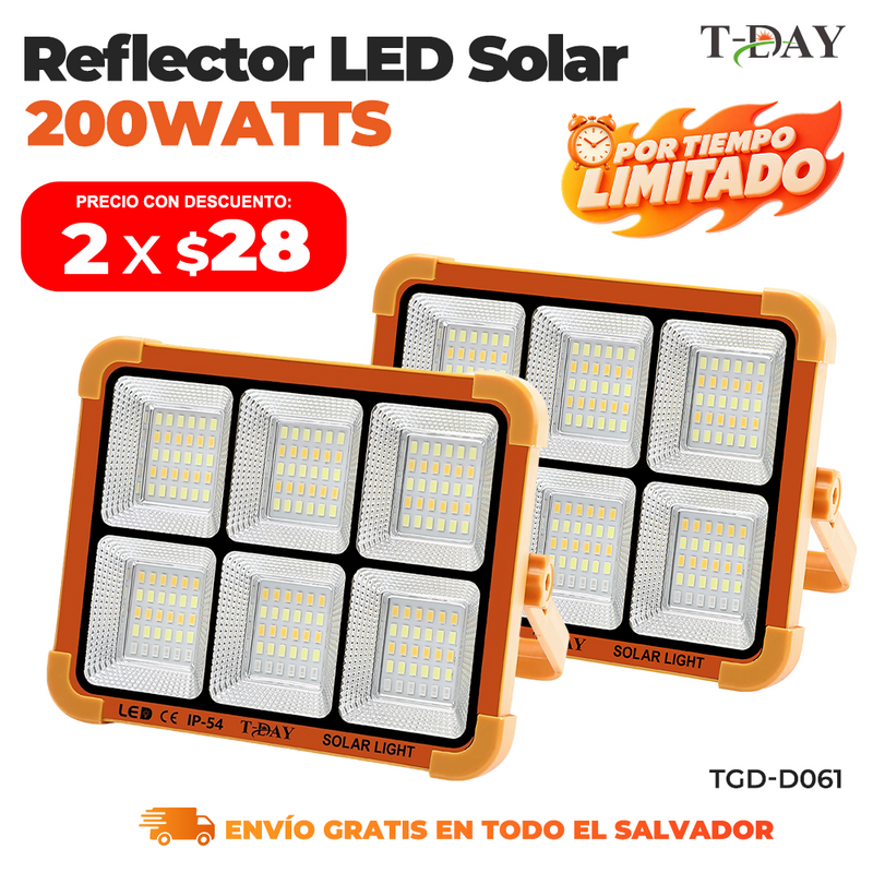 T-DAY Reflector Solar de 200W en ABS con 180 luces LED y tres modos de luz