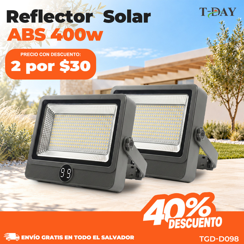 T-DAY Reflector Solar 400W con Luz Estroboscópica y 4 Modos de Instalación