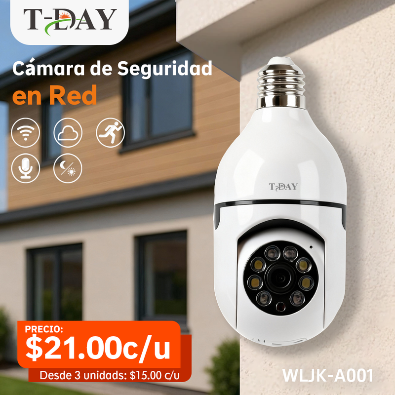 T-DAY  Tipo de bombilla Cámara de seguridad interior  (2Mpx)