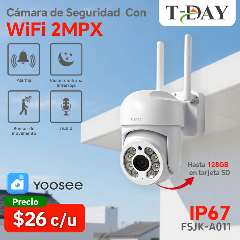 T-DAY  rango de ángulo amplio Cámara de seguridad Impermeable (2Mpx)