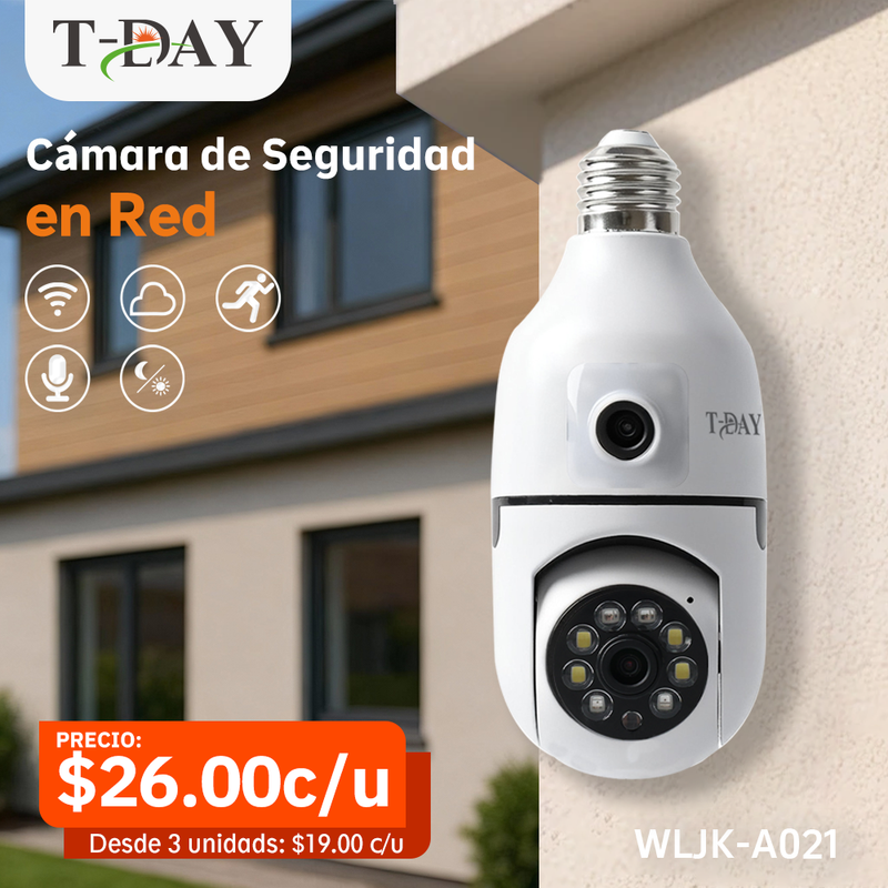 T-DAY 6Mpx Cámara de seguridad interior Con WiFi de bombilla