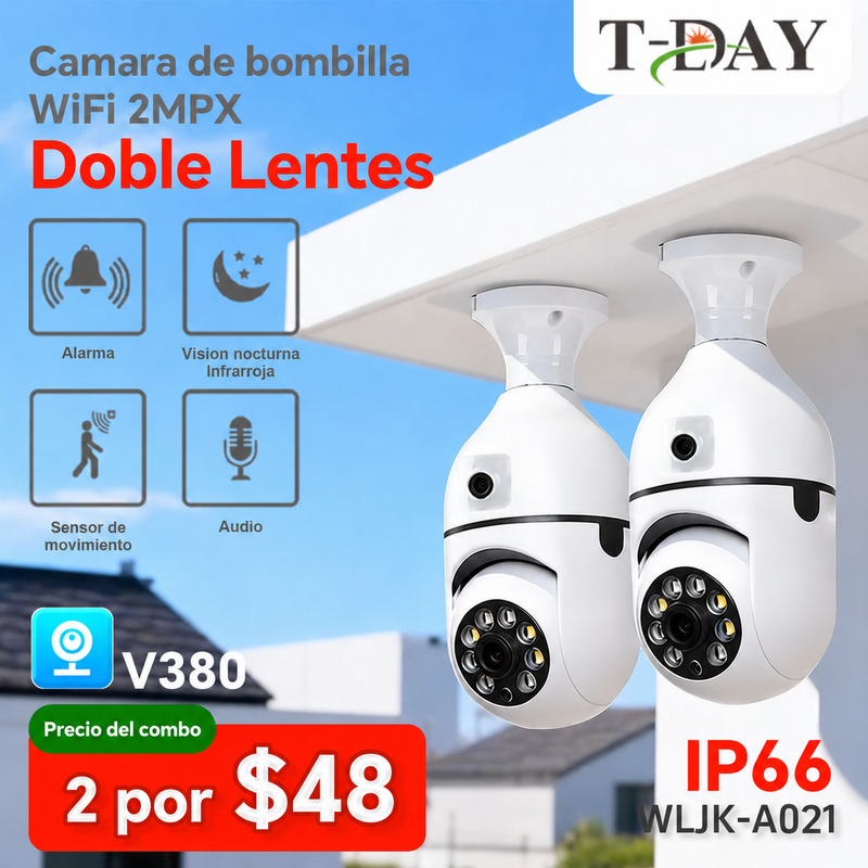 T-DAY 6Mpx Cámara de seguridad interior Con WiFi de bombilla