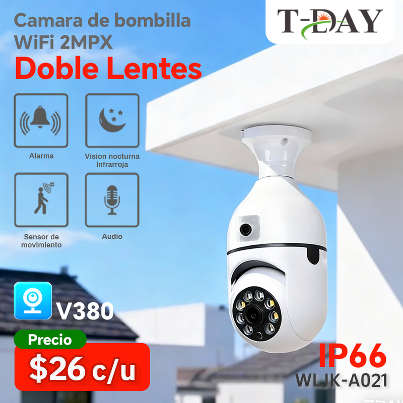 T-DAY 6Mpx Cámara de seguridad interior Con WiFi de bombilla