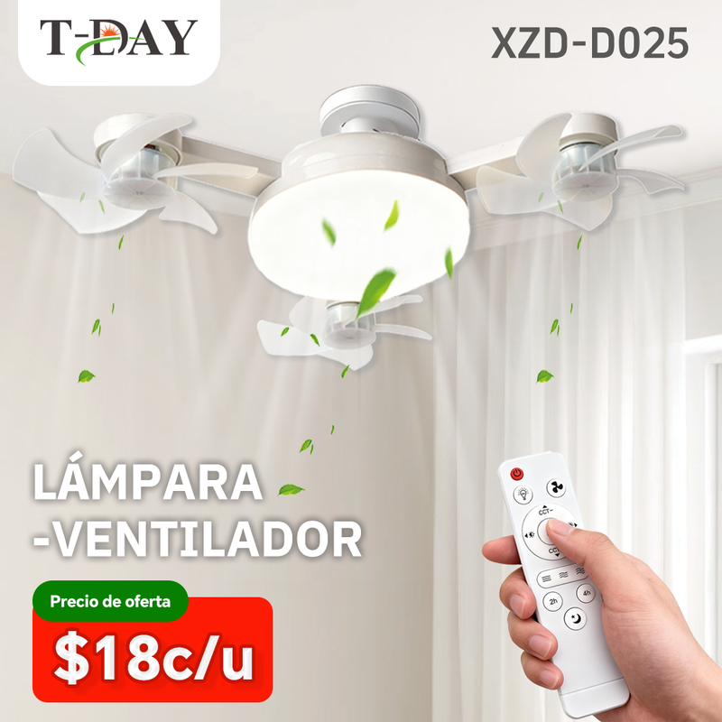 T-DAY 50W Lámpara-Ventilador con 3 cabezas y diseño de dron