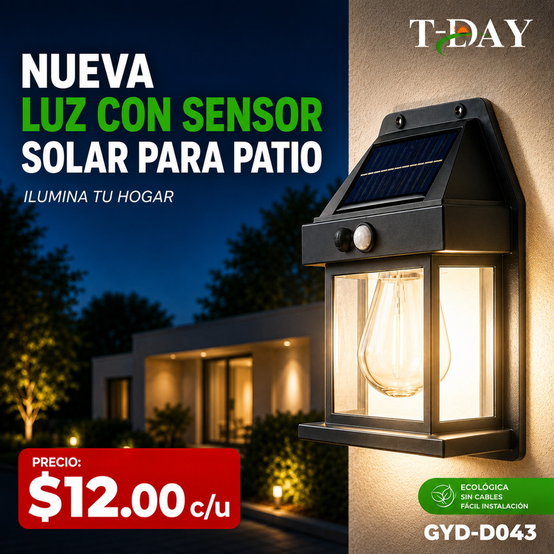T-DAY Lámpara Solar Decorativa con Sensor de Movimiento - Cálida