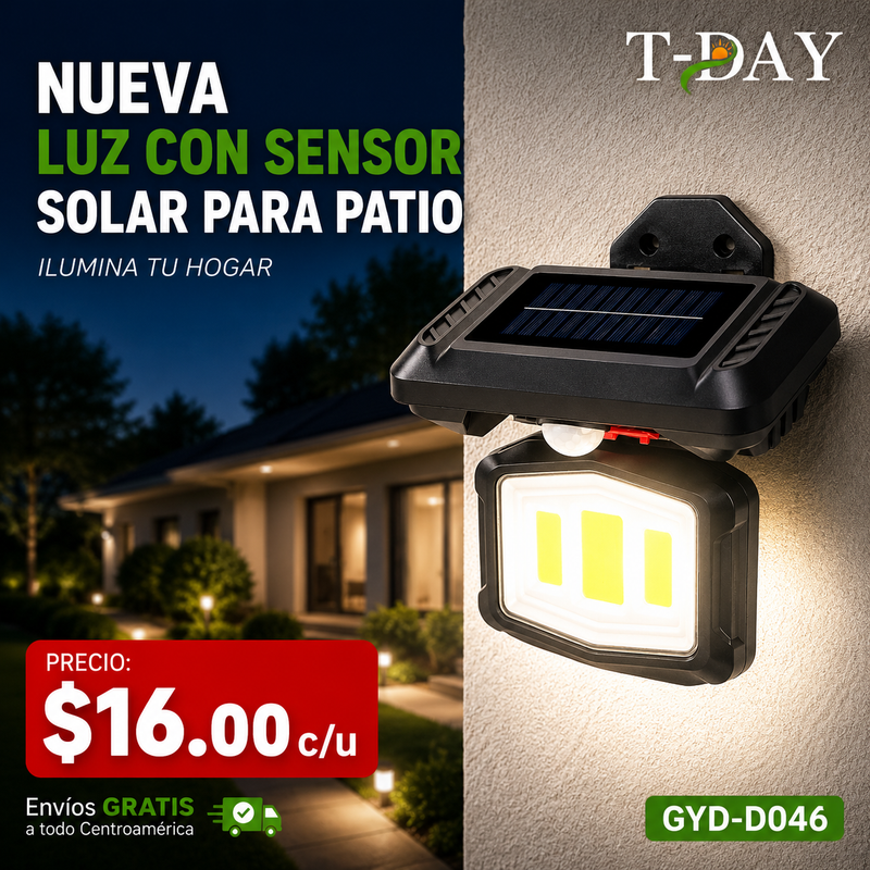 T-DAY Luz Solar LED Recargable con Sensor de Movimiento- Neutra