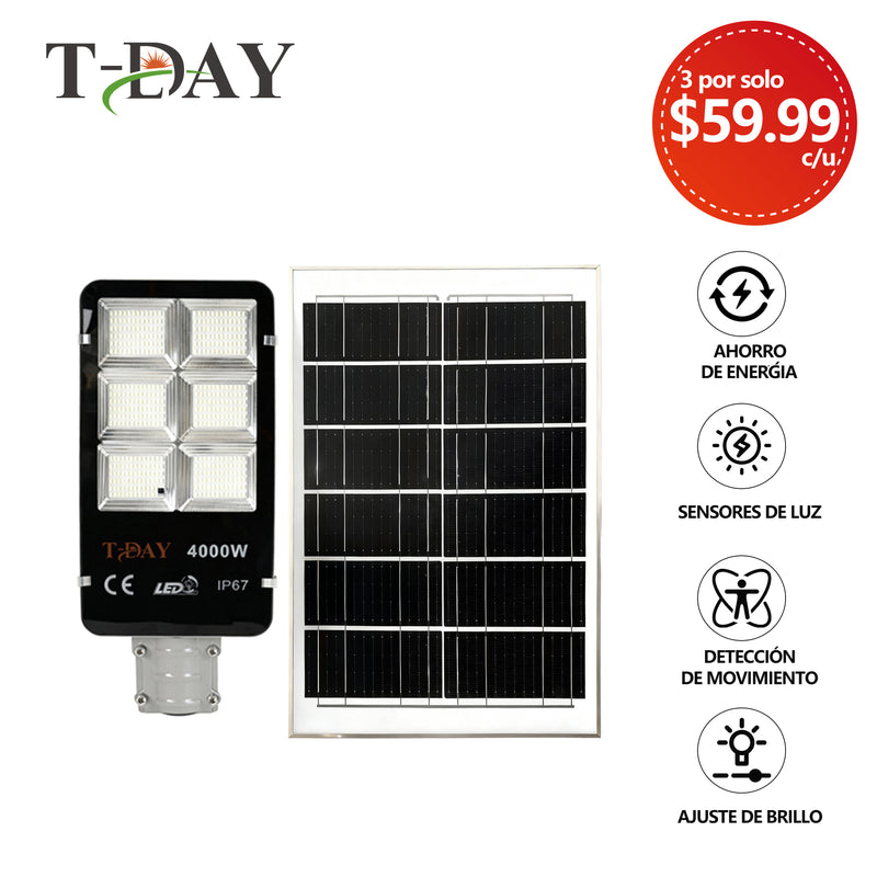 T-DAY Lámpara Solar de 4000W de aluminio fundido, sencilla y compacta