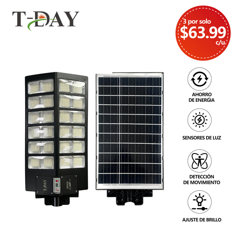 T-DAY 6000w Lámpara Solar Exterior de ángulo súper amplio
