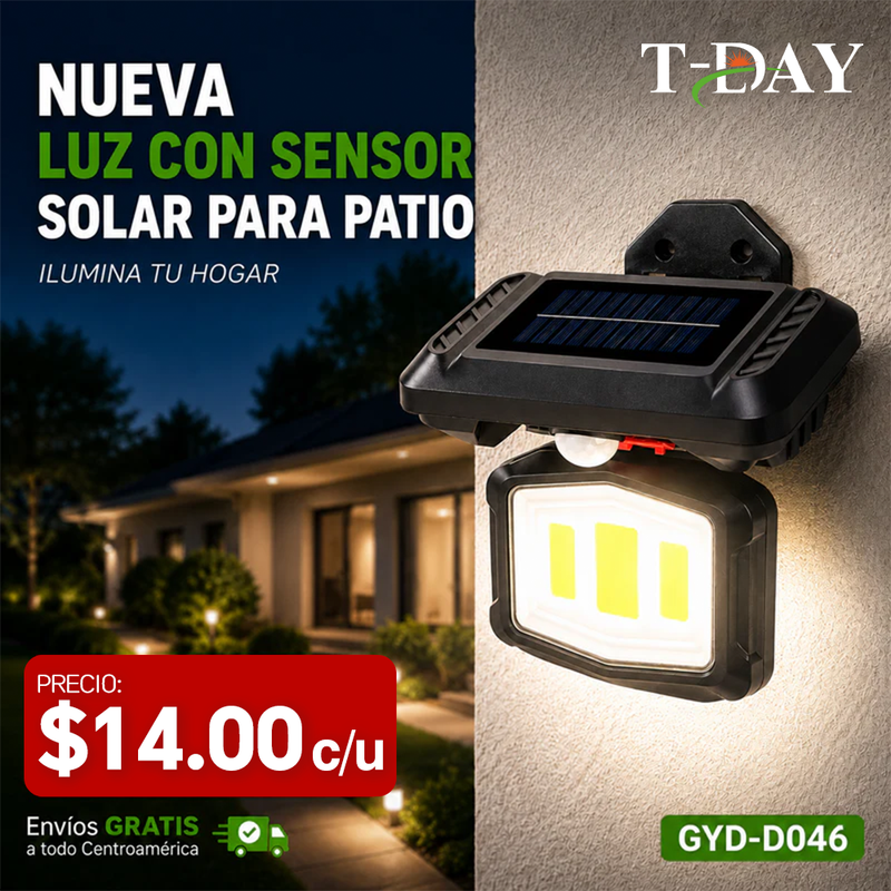T-DAY Luz Solar LED Recargable con Sensor de Movimiento- Neutra