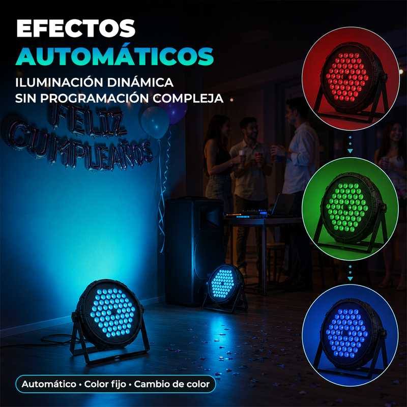 Lámpara PAR LED RGB 60 Luces DMX512 con Control por Sonido